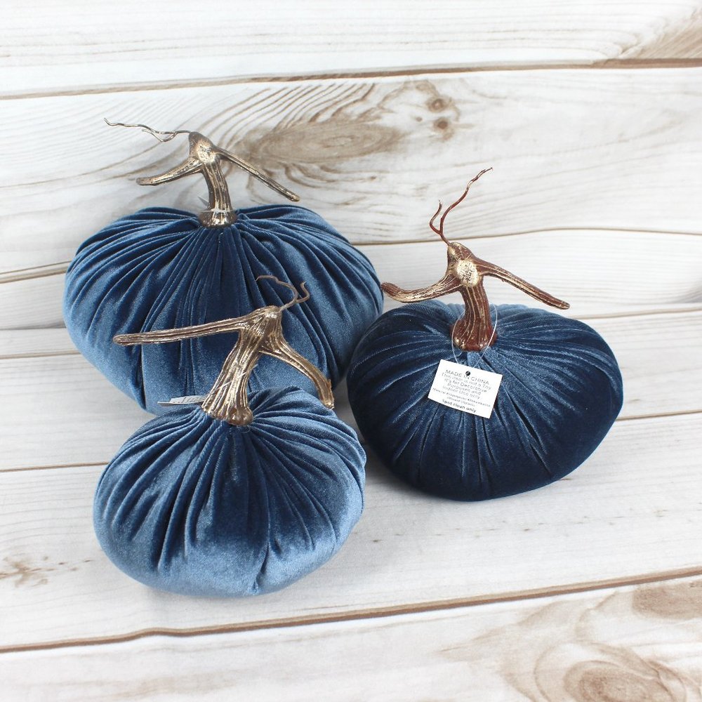 Blue Velvet Pumpkin Set